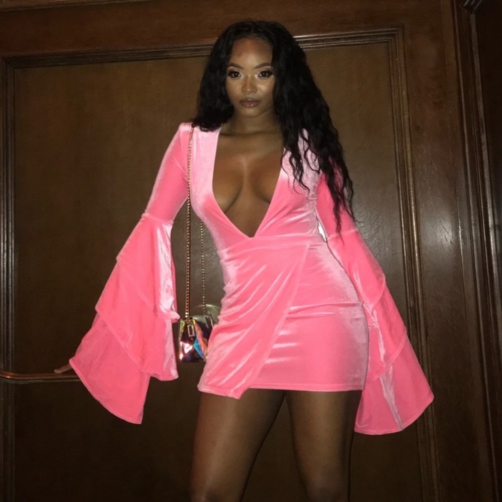 Bubble Gum Pink Gabrielle Mini Dress